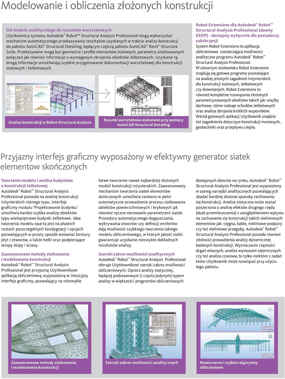 Przekazywane mogą być geometria i profile elementów stalowych, parametry analizowanych połączeń jak również informacje o wymaganym zbrojeniu obiektów żelbetowych.