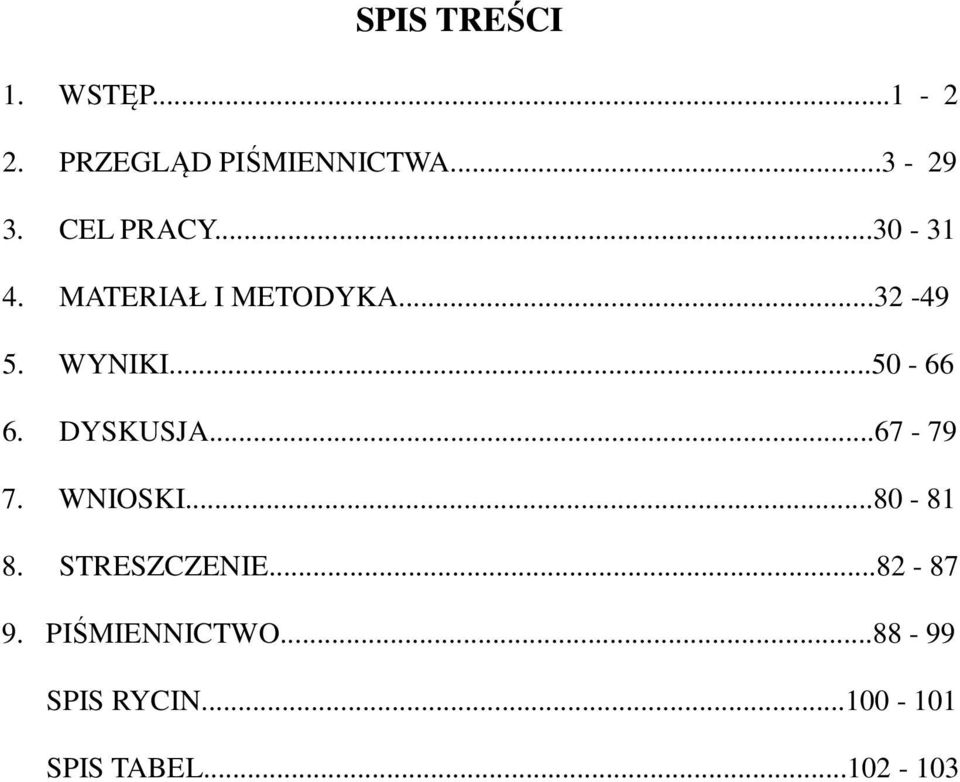 ..50-66 6. DYSKUSJA...67-79 7. WNIOSKI...80-81 8. STRESZCZENIE.