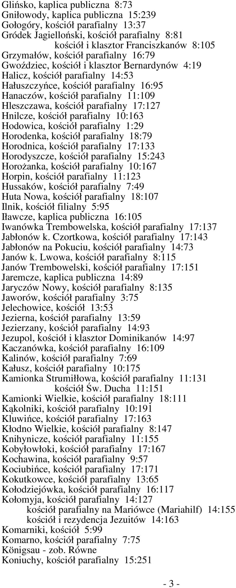 parafialny 17:127 Hnilcze, kościół parafialny 10:163 Hodowica, kościół parafialny 1:29 Horodenka, kościół parafialny 18:79 Horodnica, kościół parafialny 17:133 Horodyszcze, kościół parafialny 15:243