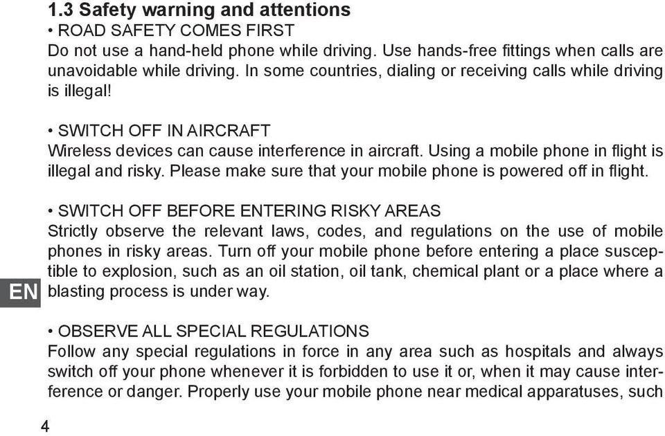 Please make sure that your mobile phone is powered off in flight.