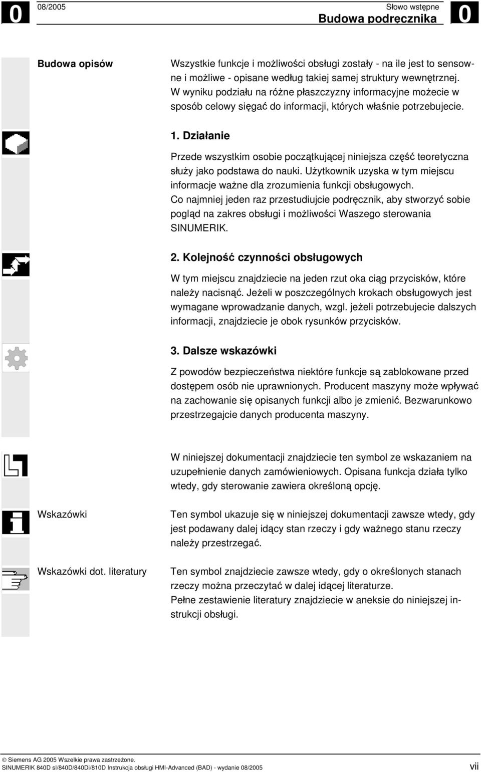 Działanie Przede wszystkim osobie początkującej niniejsza część teoretyczna służy jako podstawa do nauki. Użytkownik uzyska w tym miejscu informacje ważne dla zrozumienia funkcji obsługowych.