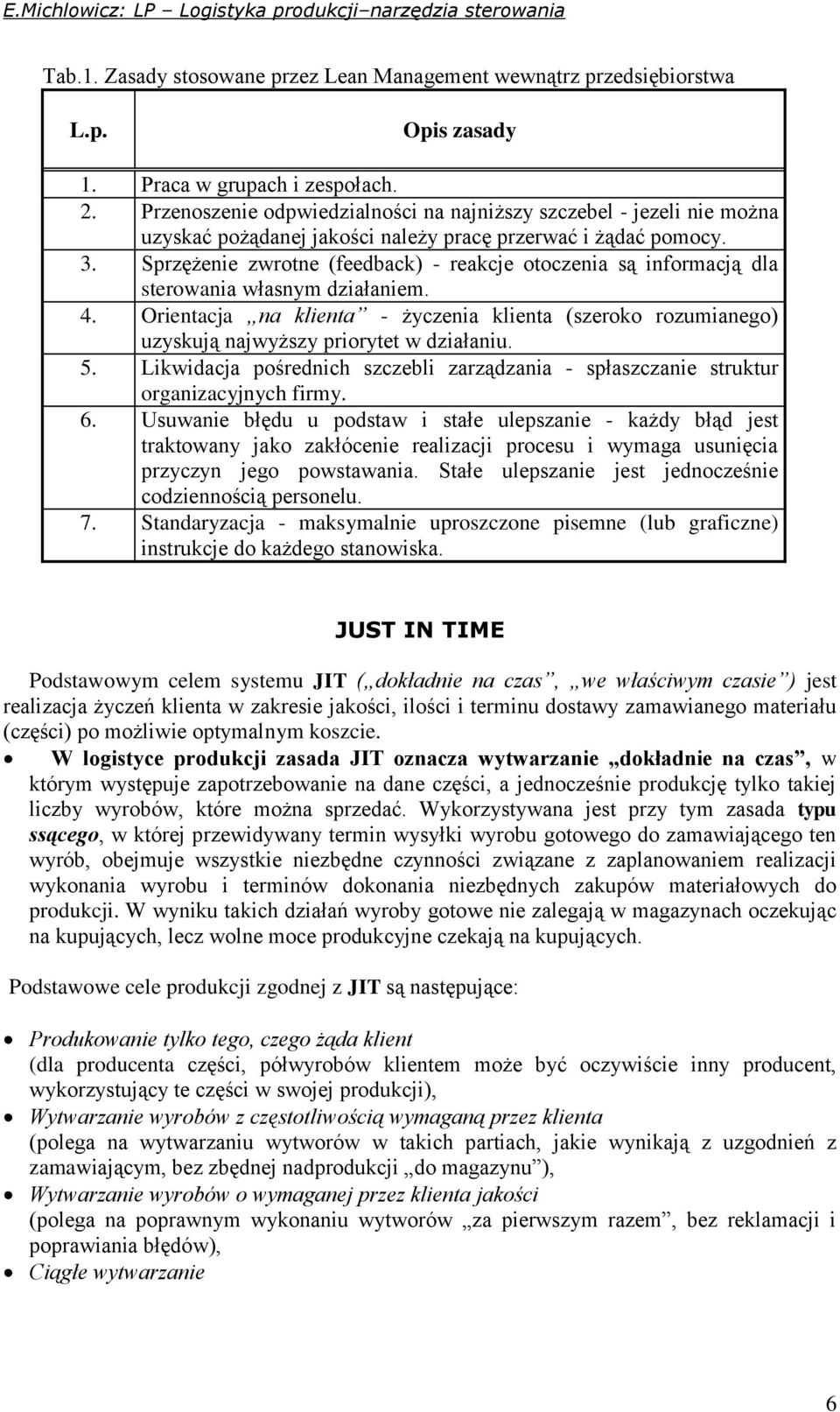 Sprzężenie zwrotne (feedback) - reakcje otoczenia są informacją dla sterowania własnym działaniem. 4.