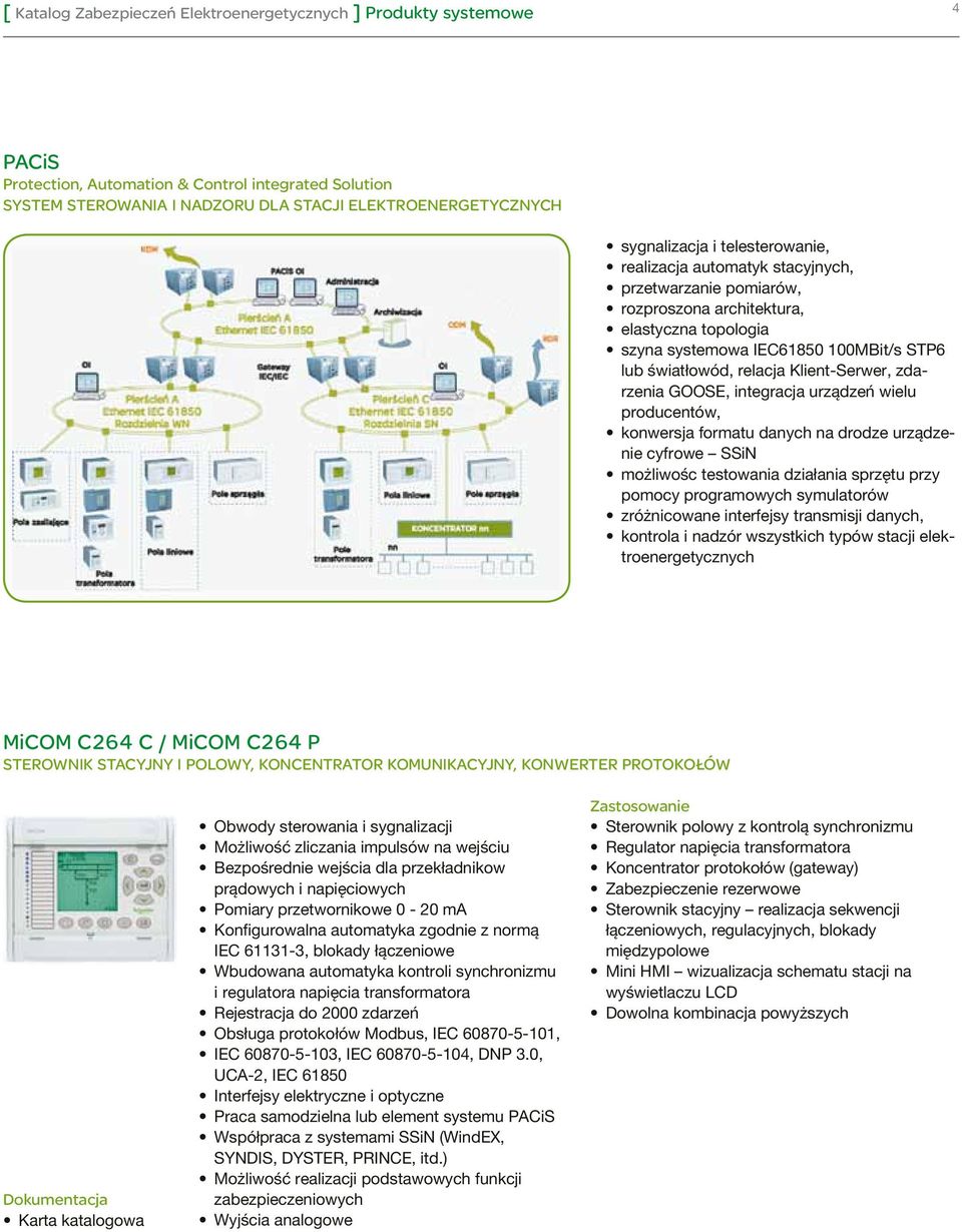 Klient-Serwer, zdarzenia GOOSE, integracja urządzeń wielu producentów, konwersja formatu danych na drodze urządzenie cyfrowe SSiN możliwośc testowania działania sprzętu przy pomocy programowych