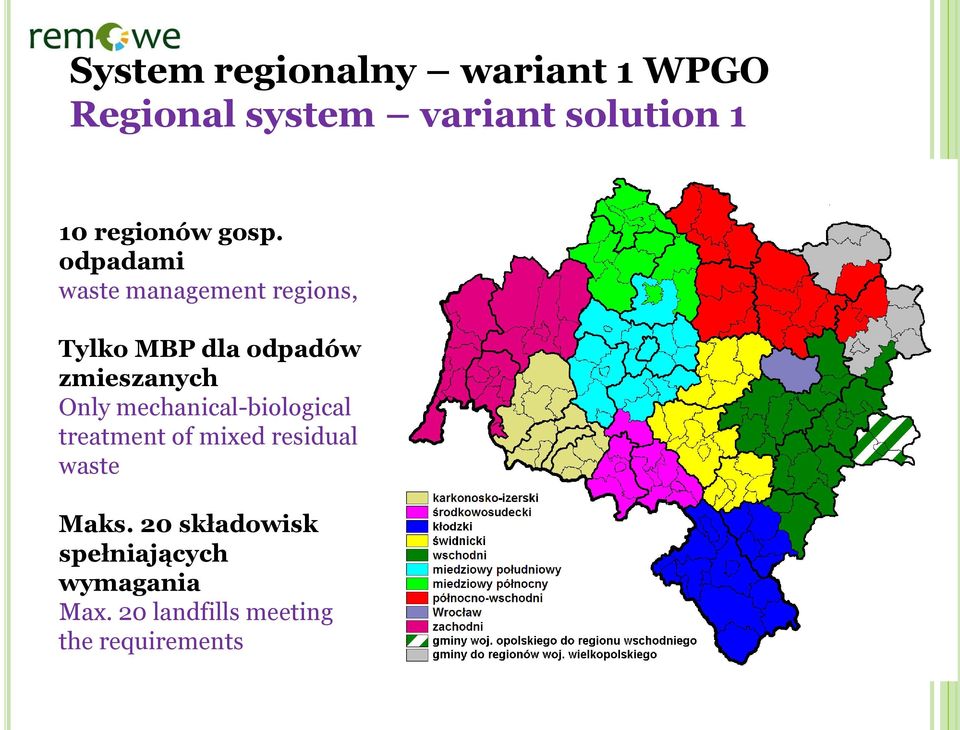 odpadami waste management regions, Tylko MBP dla odpadów zmieszanych Only