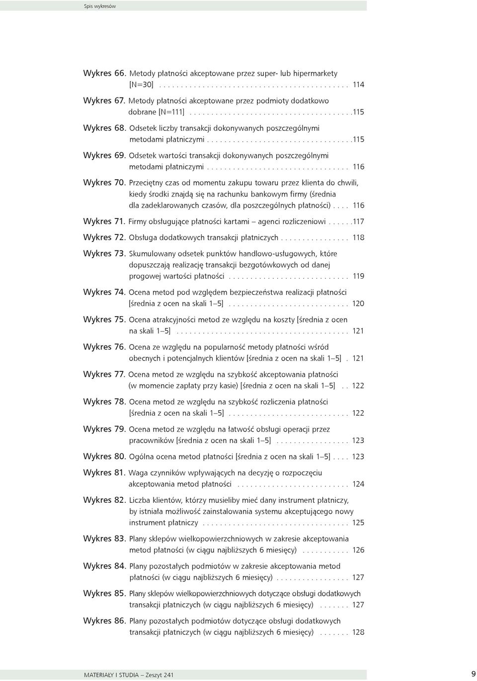 .................................115 Wykres 69. Odsetek wartości transakcji dokonywanych poszczególnymi metodami płatniczymi................................. 116 Wykres 70.