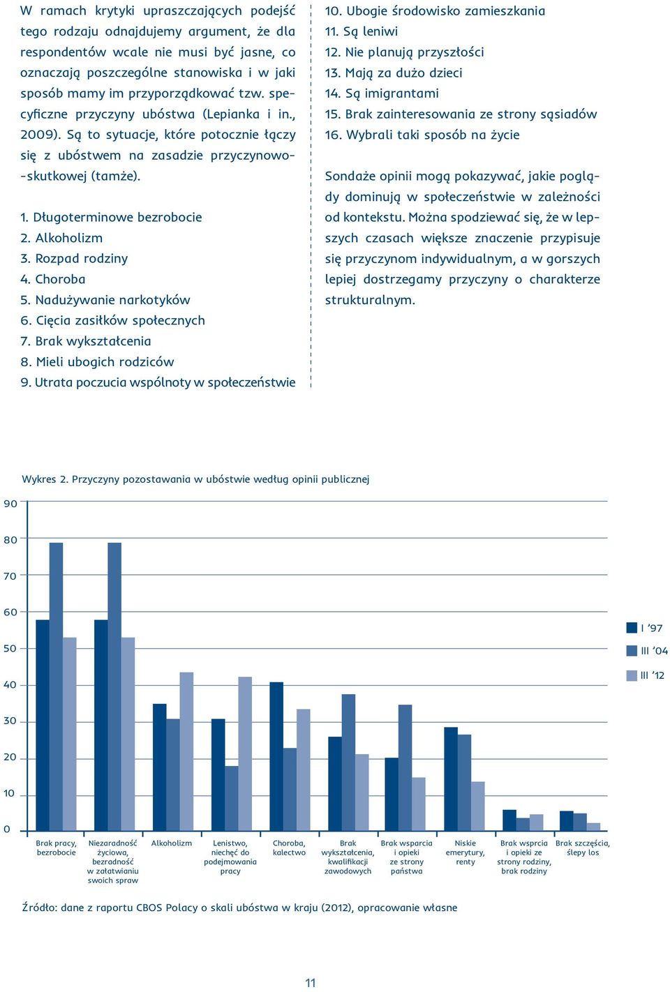 Alkoholizm 3. Rozpad rodziny 4. Choroba 5. Nadużywanie narkotyków 6. Cięcia zasiłków społecznych 7. Brak wykształcenia 8. Mieli ubogich rodziców 9. Utrata poczucia wspólnoty w społeczeństwie 10.