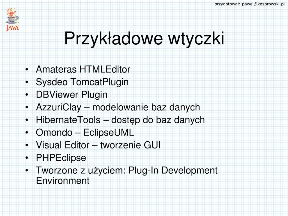 HibernateTools dostęp do baz danych Omondo EclipseUML Visual