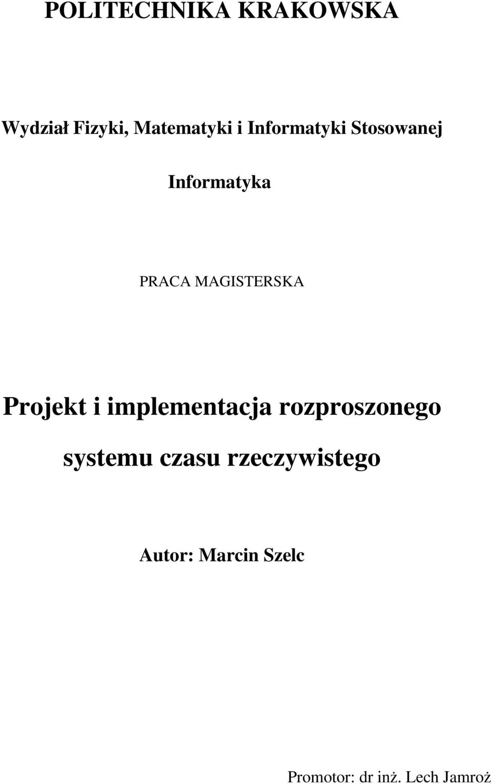 Projekt i implementacja rozproszonego systemu czasu