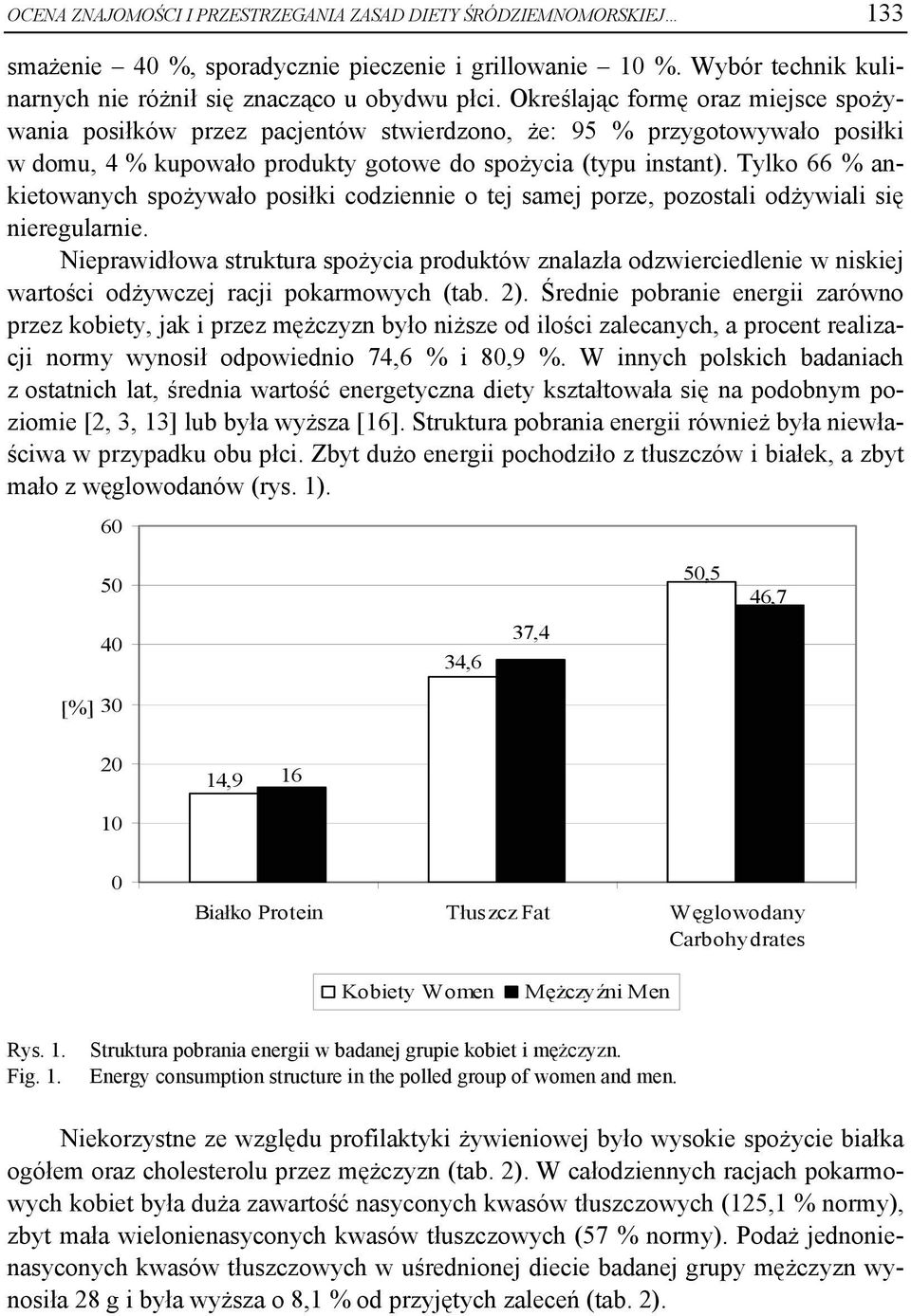 Tylko 66 % ankietowanych spożywało posiłki codziennie o tej samej porze, pozostali odżywiali się nieregularnie.