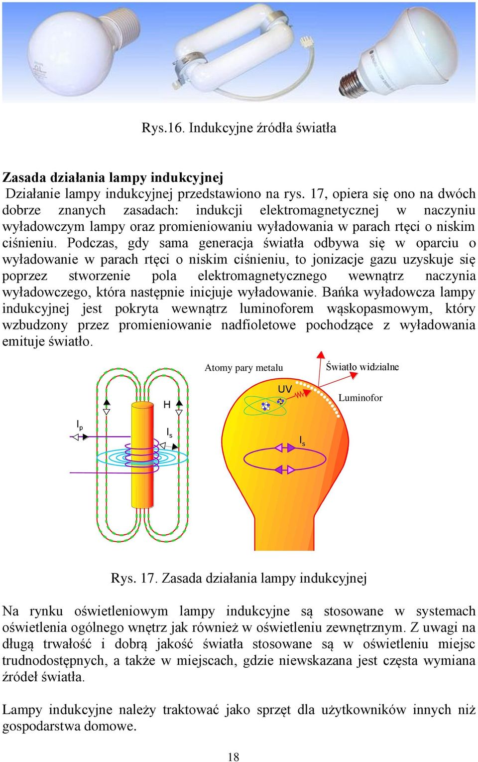 Podczas, gdy sama generacja światła odbywa się w oparciu o wyładowanie w parach rtęci o niskim ciśnieniu, to jonizacje gazu uzyskuje się poprzez stworzenie pola elektromagnetycznego wewnątrz naczynia