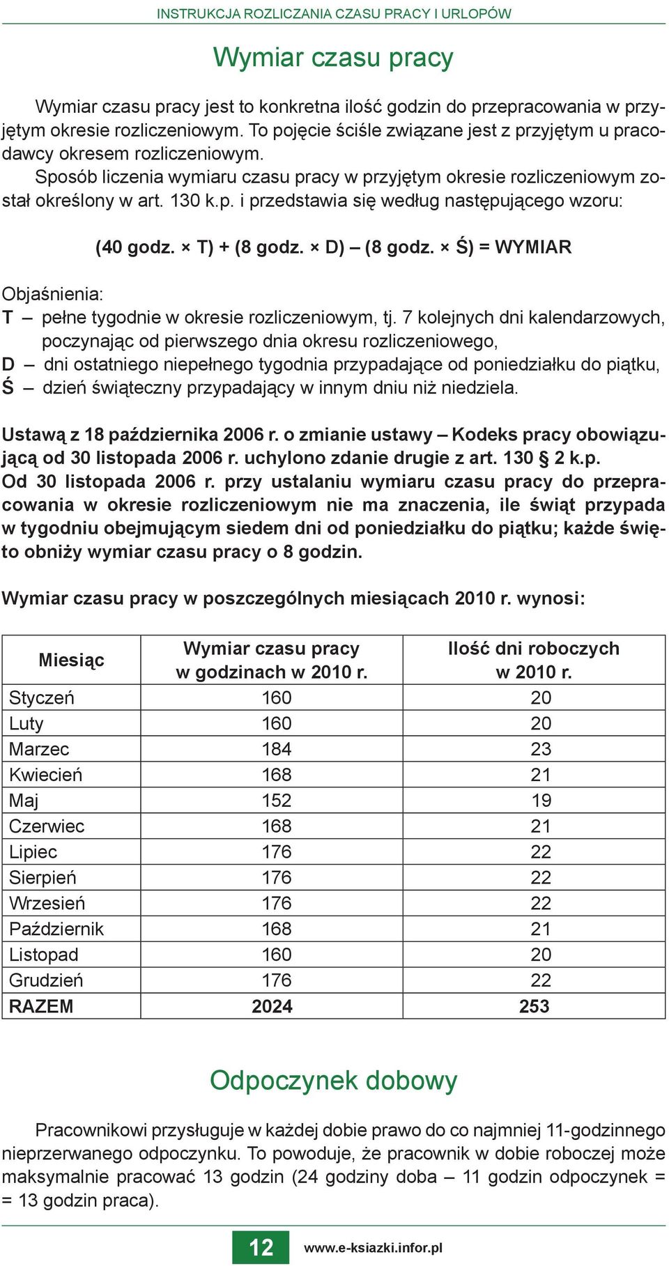 T) + (8 godz. D) (8 godz. Ś) = WYMIAR Objaśnienia: T pełne tygodnie w okresie rozliczeniowym, tj.