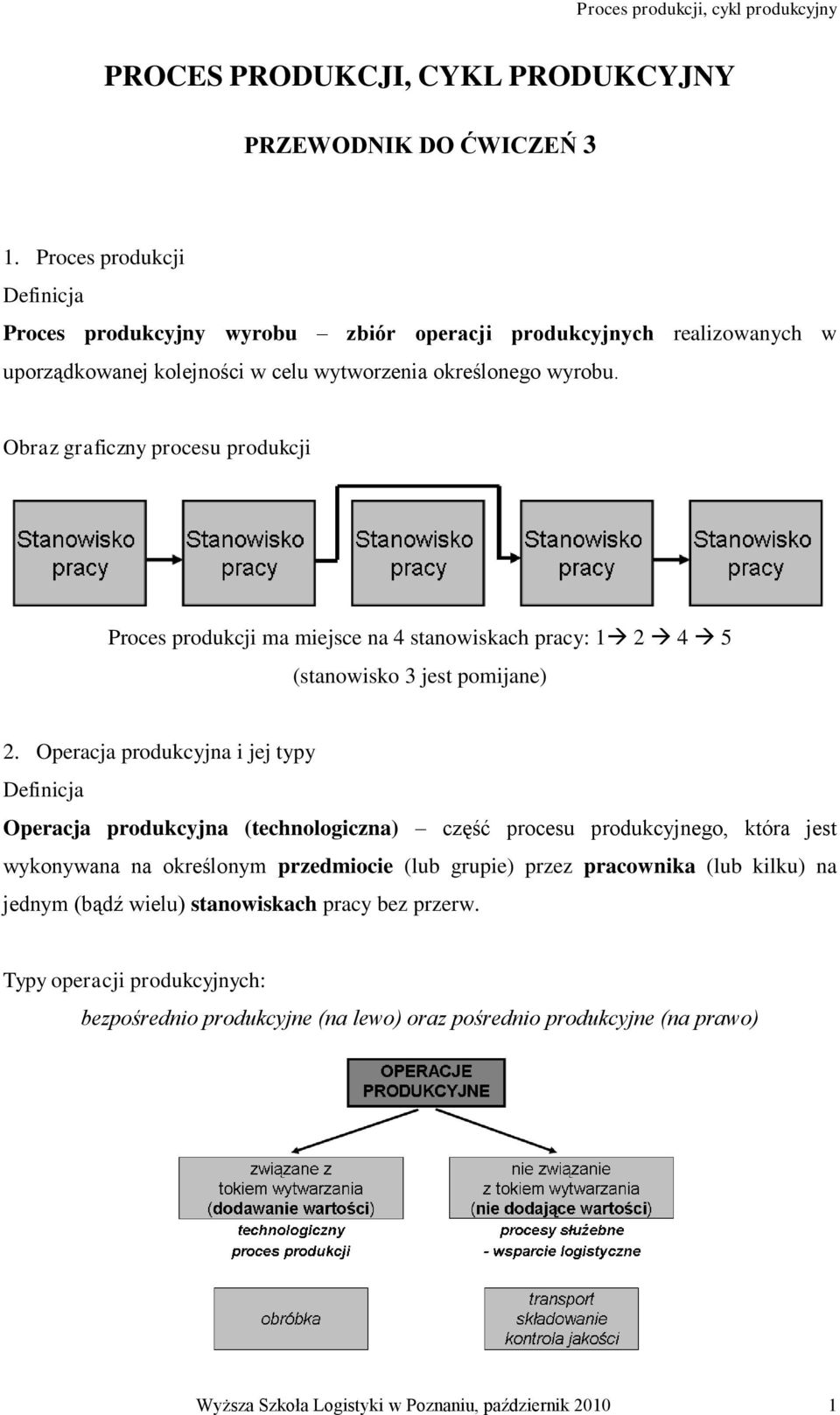 Obraz graficzny procesu produkcji Proces produkcji ma miejsce na 4 stanowiskach pracy: 1 2 4 5 (stanowisko 3 jest pomijane) 2.