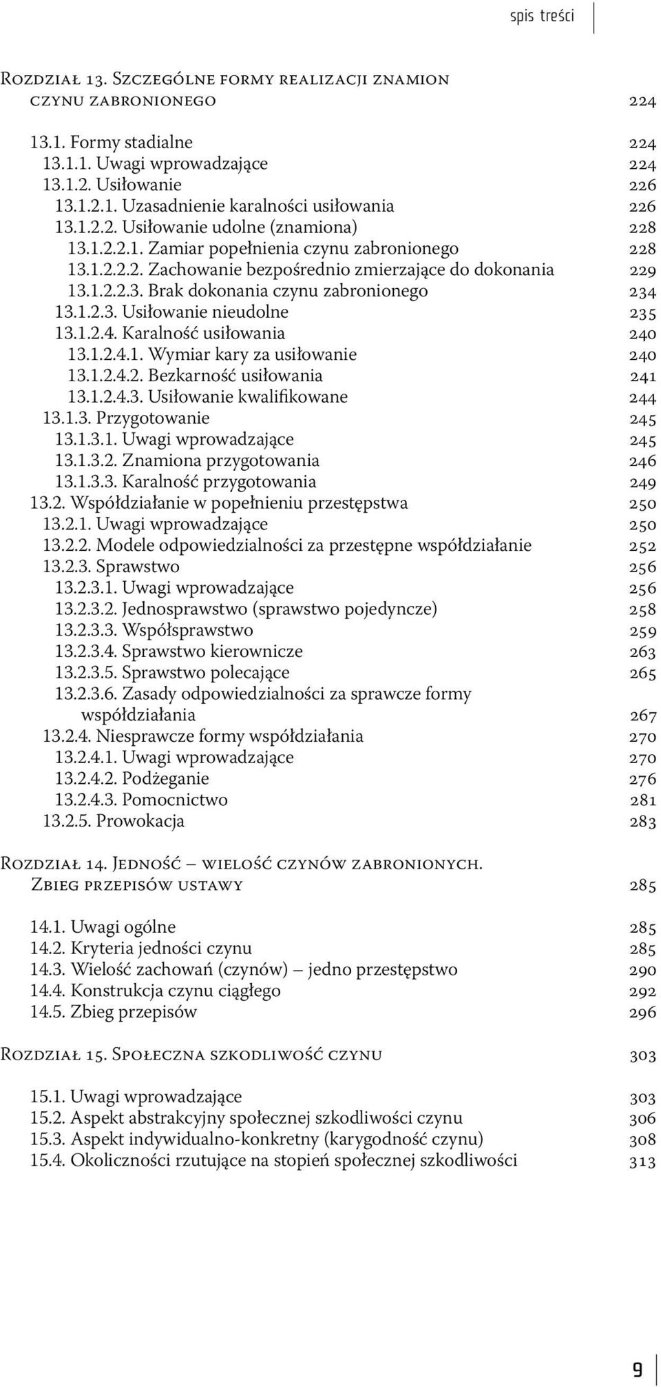 1.2.3. Usiłowanie nieudolne 235 13.1.2.4. Karalność usiłowania 240 13.1.2.4.1. Wymiar kary za usiłowanie 240 13.1.2.4.2. Bezkarność usiłowania 241 13.1.2.4.3. Usiłowanie kwalifikowane 244 13.1.3. Przygotowanie 245 13.