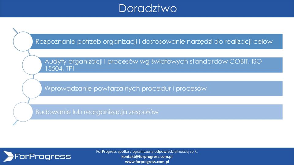 światowych standardów COBIT, ISO 15504, TPI Wprowadzanie