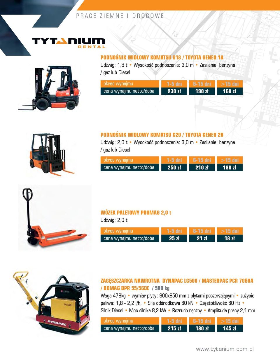 Udźwig: 2,0 t 25 zł 21 zł 18 zł ZAGĘSZCZARKA NAWROTNA DYNAPAC LG500 / MASTERPAC PCR 7060A / BOMAG BPR 55/56DE / 500 kg Waga 478kg wymiar płyty: 900x850 mm z płytami