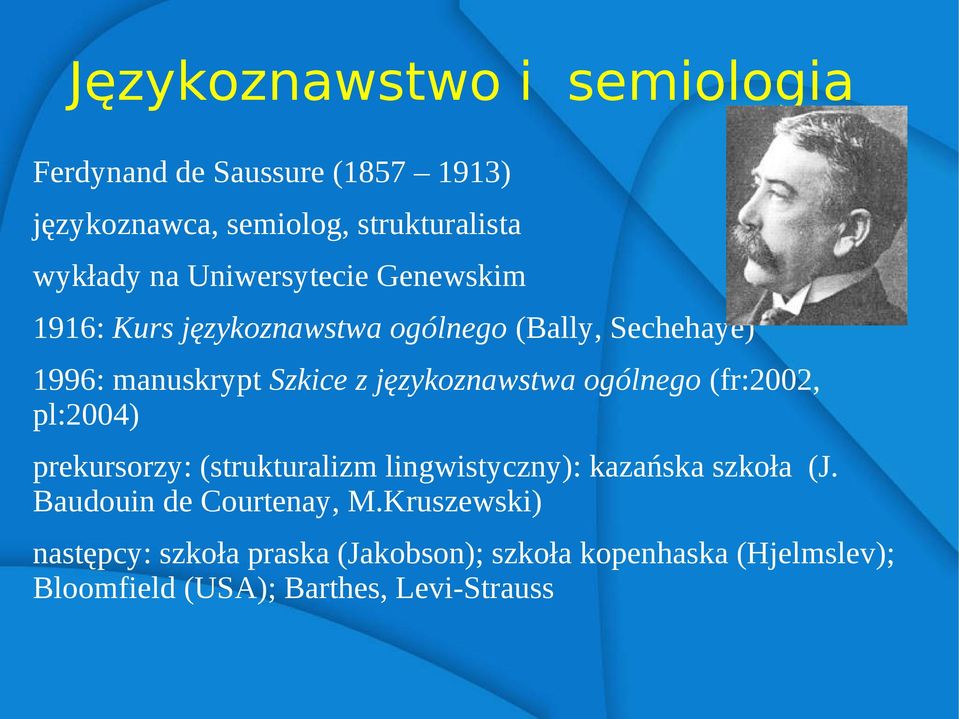 językoznawstwa ogólnego (fr:2002, pl:2004) prekursorzy: (strukturalizm lingwistyczny): kazańska szkoła (J.