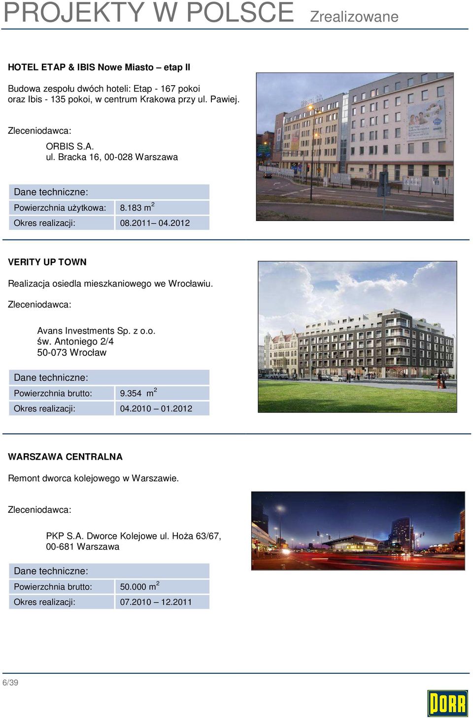 2012 VERITY UP TOWN Realizacja osiedla mieszkaniowego we Wrocławiu. Avans Investments Sp. z o.o. św. Antoniego 2/4 50-073 Wrocław Powierzchnia brutto: 9.