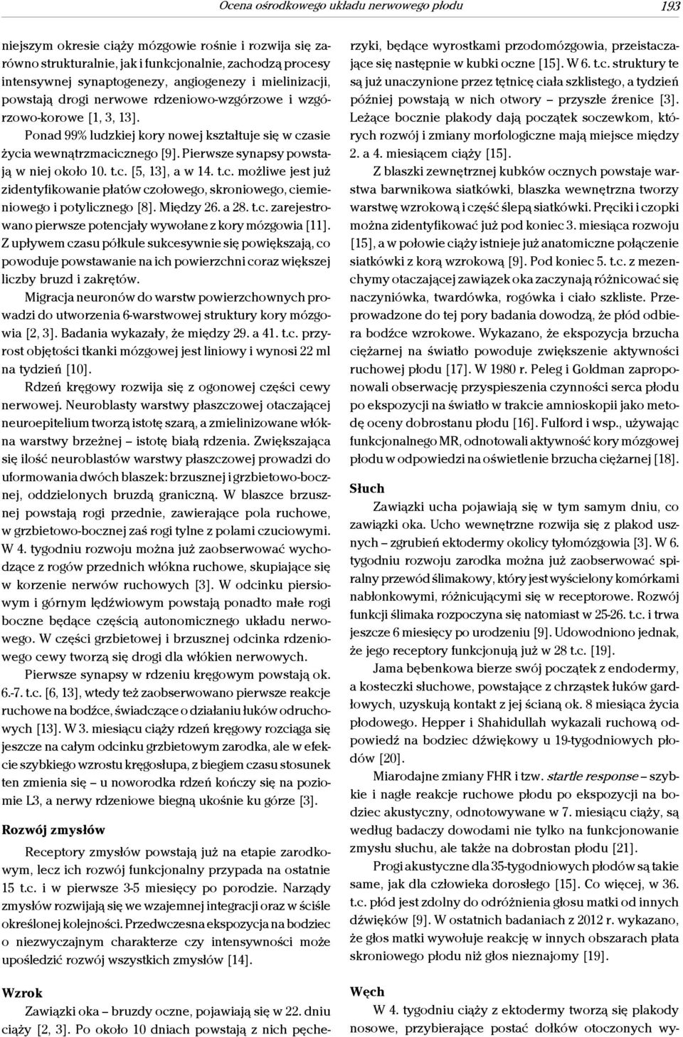 Pierwsze synapsy powstają w niej około 10. t.c. [5, 13], a w 14. t.c. możliwe jest już zidentyfikowanie płatów czołowego, skroniowego, ciemieniowego i potylicznego [8]. Między 26. a 28. t.c. zarejestrowano pierwsze potencjały wywołane z kory mózgowia [11].