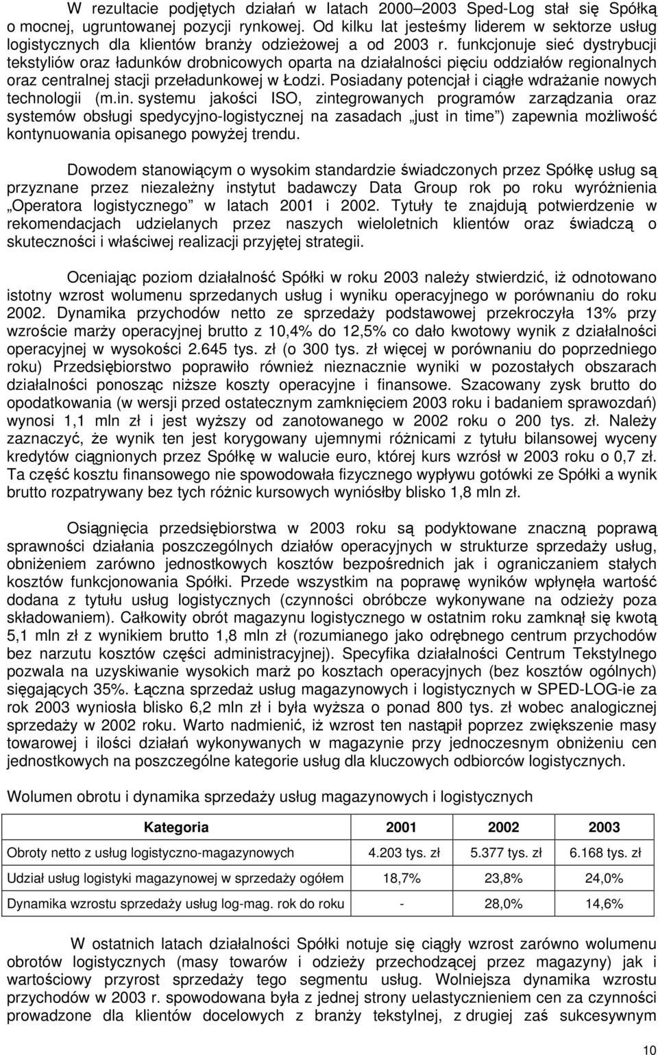 funkcjonuje sieć dystrybucji tekstyliów oraz ładunków drobnicowych oparta na działalności pięciu oddziałów regionalnych oraz centralnej stacji przeładunkowej w Łodzi.