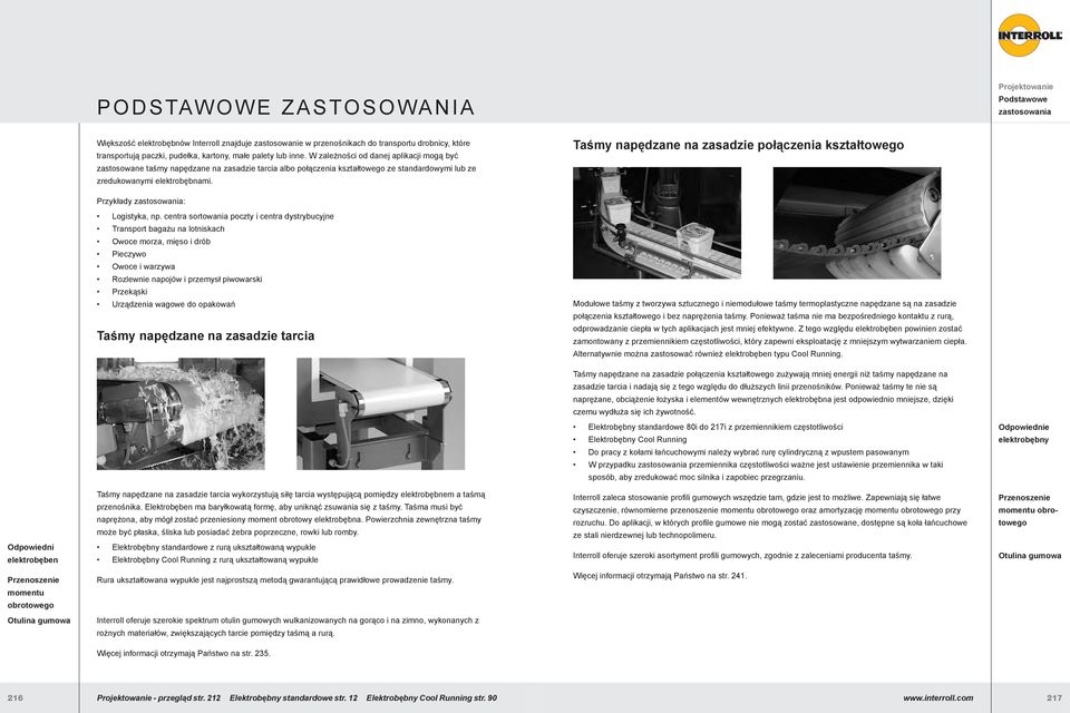 Taśmy napędzane na zasadzie połączenia kształtowego Przykłady zastosowania: Logistyka, np.