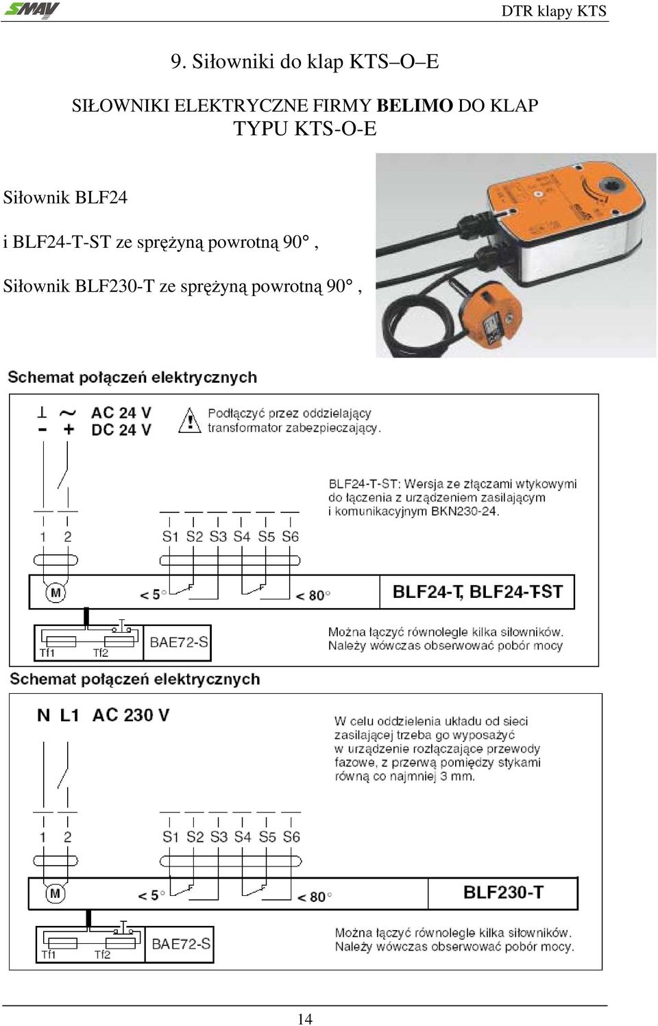 Siłownik BLF24 i BLF24-T-ST ze sprężyną