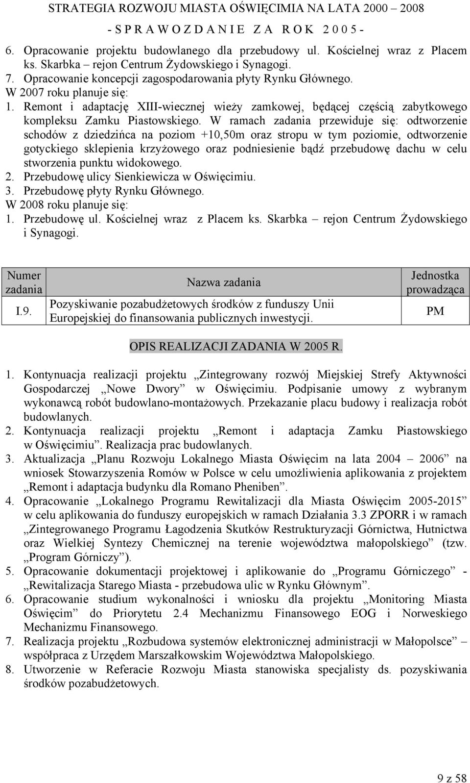 W ramach przewiduje się: odtworzenie schodów z dziedzińca na poziom +10,50m oraz stropu w tym poziomie, odtworzenie gotyckiego sklepienia krzyżowego oraz podniesienie bądź przebudowę dachu w celu