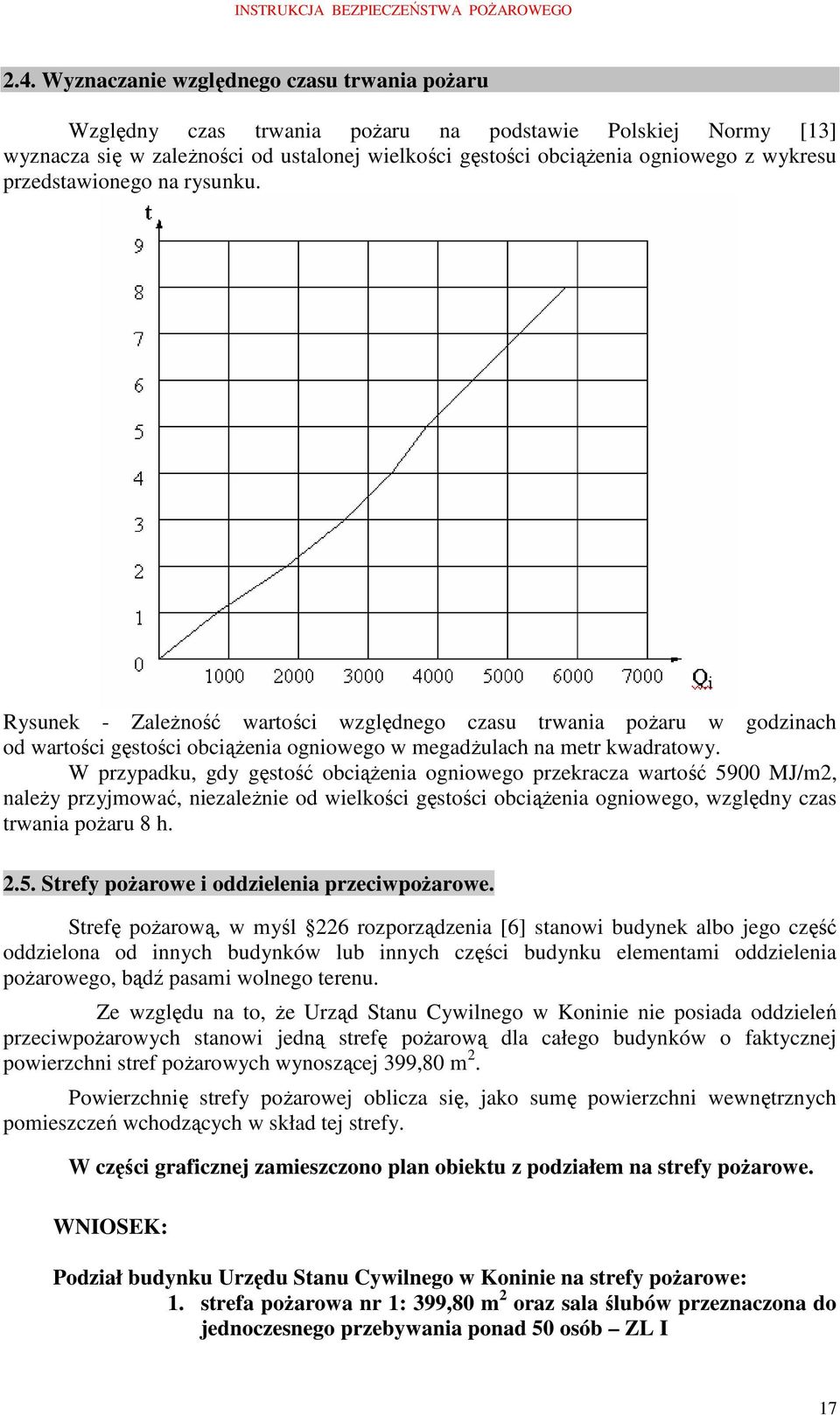 W przypadku, gdy gęstość obciąŝenia ogniowego przekracza wartość 5900 MJ/m2, naleŝy przyjmować, niezaleŝnie od wielkości gęstości obciąŝenia ogniowego, względny czas trwania poŝaru 8 h. 2.5. Strefy poŝarowe i oddzielenia przeciwpoŝarowe.