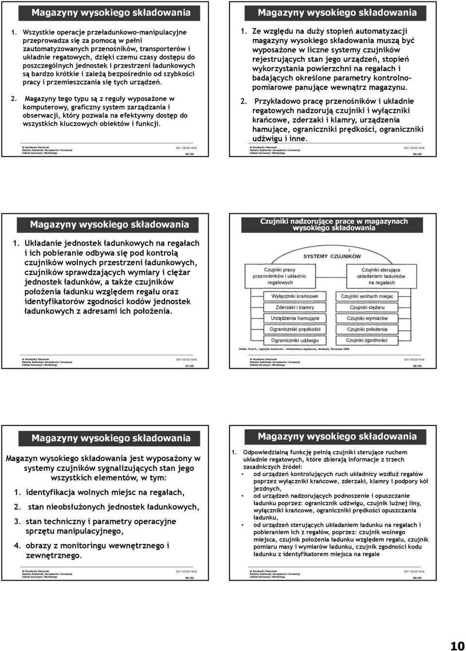 Magazyny tego typu są z reguły wyposażone w komputerowy, graficzny system zarządzania i obserwacji, który pozwala na efektywny dostęp do wszystkich kluczowych obiektów i funkcji. 55/102 1.