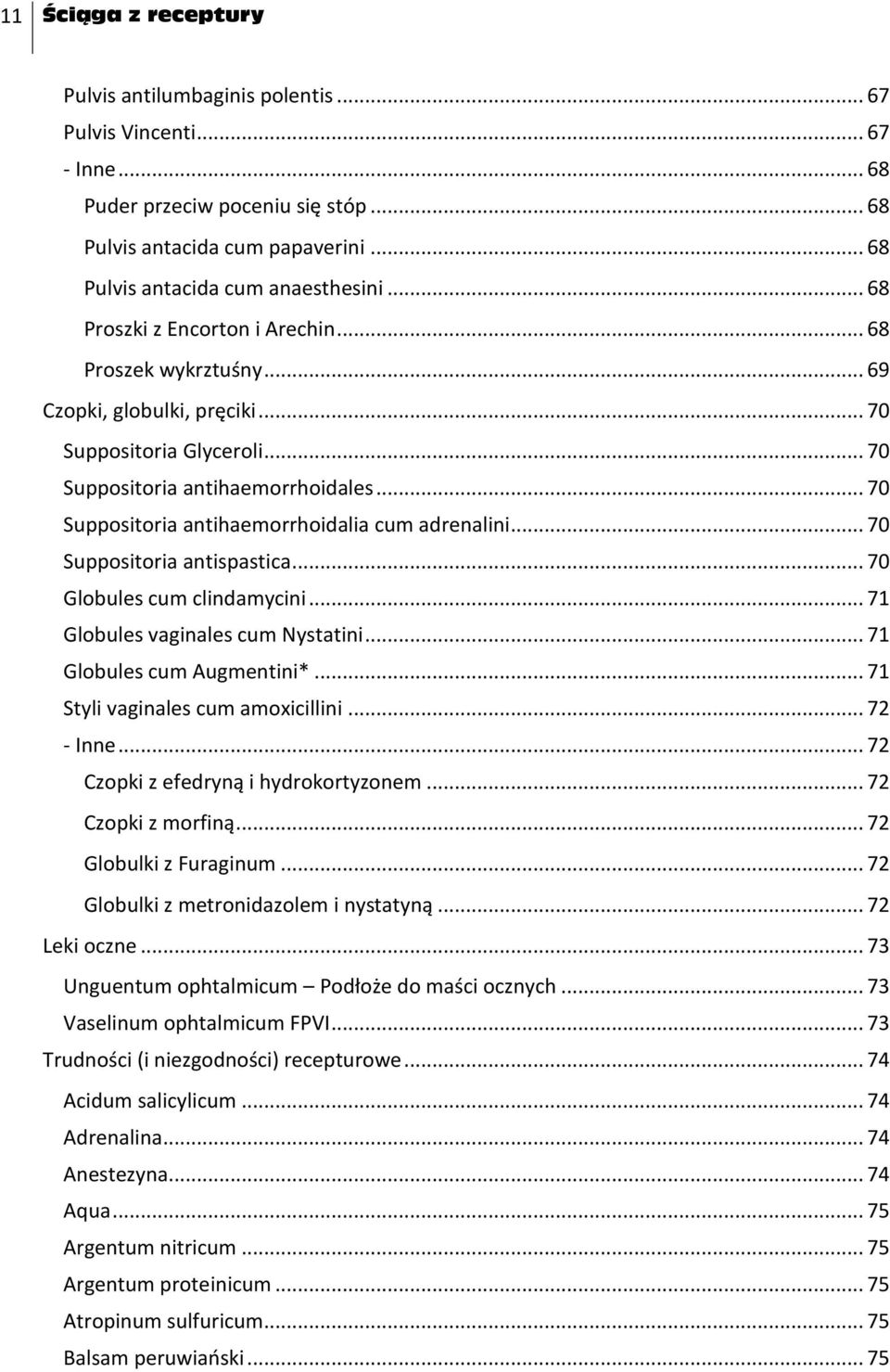 .. 70 Suppositoria antihaemorrhoidalia cum adrenalini... 70 Suppositoria antispastica... 70 Globules cum clindamycini... 71 Globules vaginales cum Nystatini... 71 Globules cum Augmentini*.