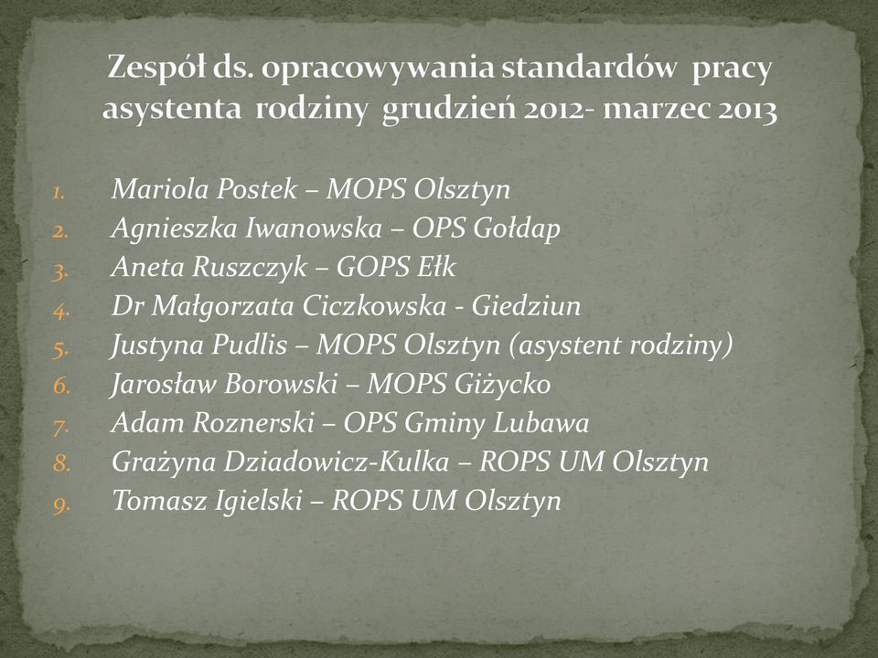 Justyna Pudlis MOPS Olsztyn (asystent rodziny) 6.