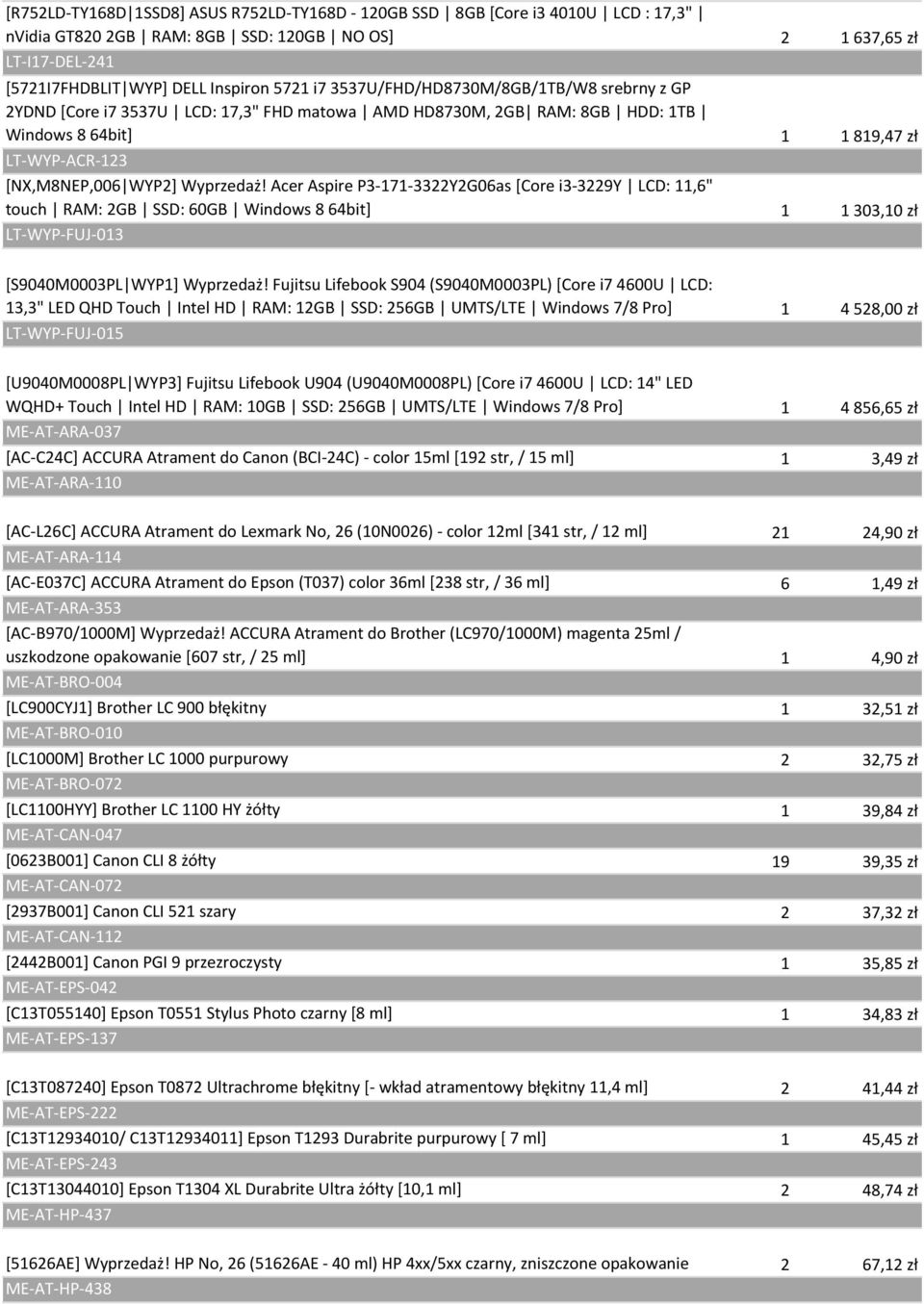 Acer Aspire P3-171-3322Y2G06as [Core i3-3229y LCD: 11,6" touch RAM: 2GB SSD: 60GB Windows 8 64bit] 1 1 303,10 zł LT-WYP-FUJ-013 [S9040M0003PL WYP1] Wyprzedaż!