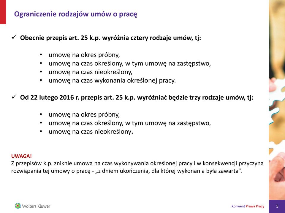 zepis art. 25 k.p. wyróżnia cztery rodzaje umów, tj: umowę na okres próbny, umowę na czas określony, w tym umowę na zastępstwo, umowę na czas nieokreślony,