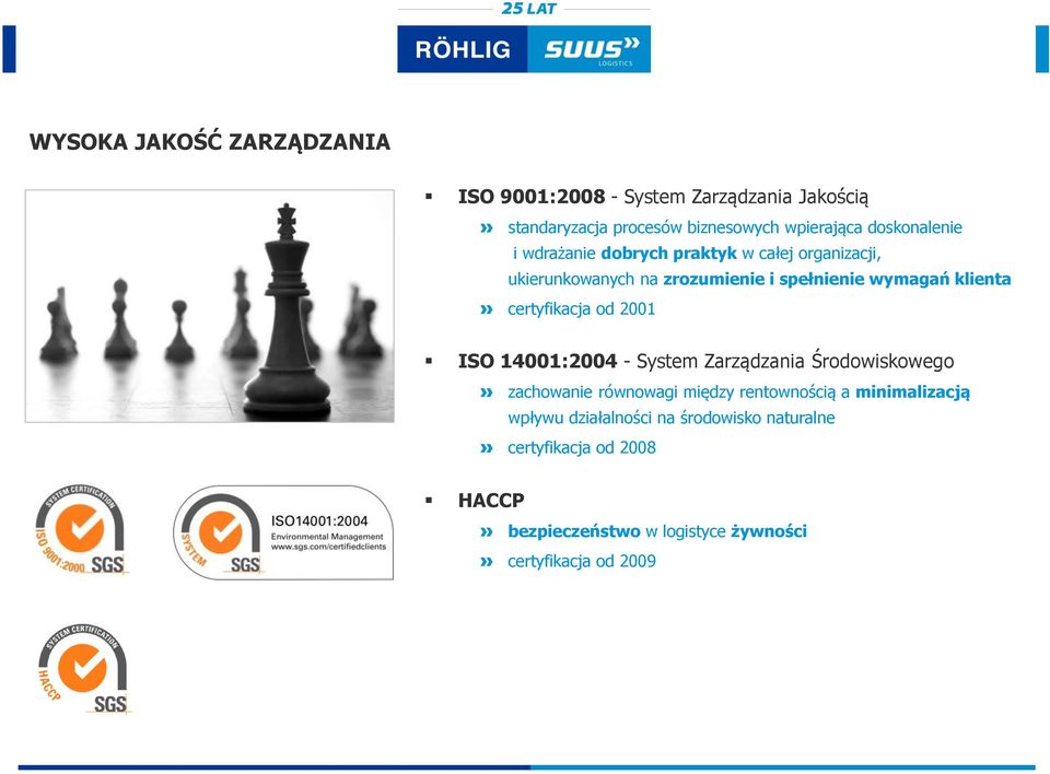 certyfikacja od 2001 ISO 14001:2004 - System Zarządzania Środowiskowego zachowanie równowagi między rentownością a