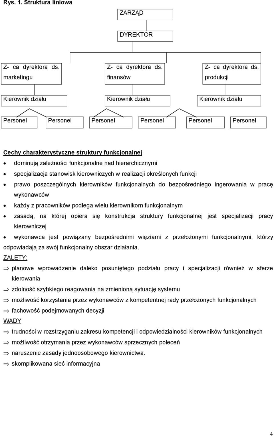 hierarchicznymi specjalizacja stanowisk kierowniczych w realizacji określonych funkcji prawo poszczególnych kierowników funkcjonalnych do bezpośredniego ingerowania w pracę wykonawców każdy z