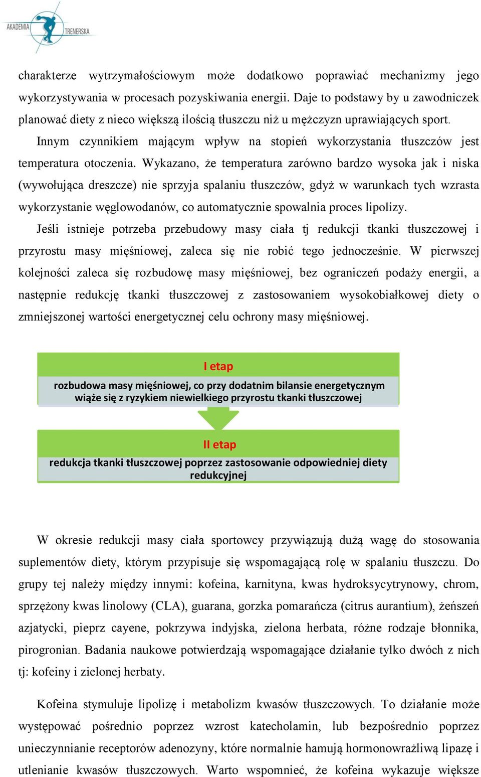 Innym czynnikiem mającym wpływ na stopień wykorzystania tłuszczów jest temperatura otoczenia.