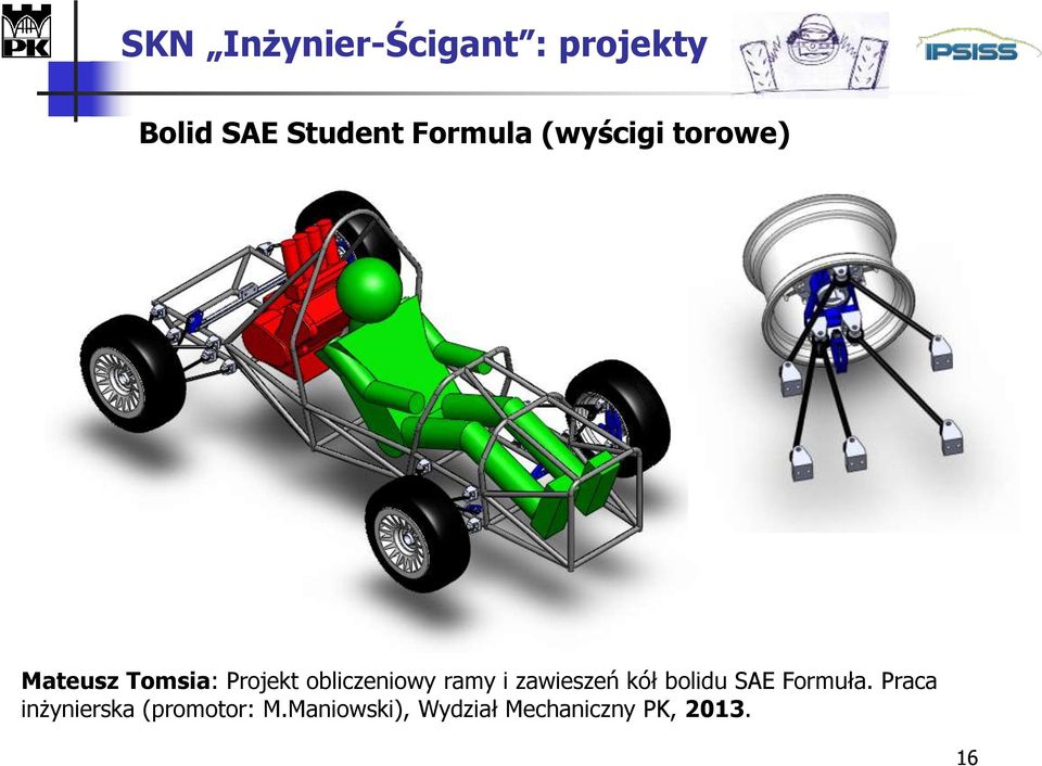 zawieszeń kół bolidu SAE Formuła.