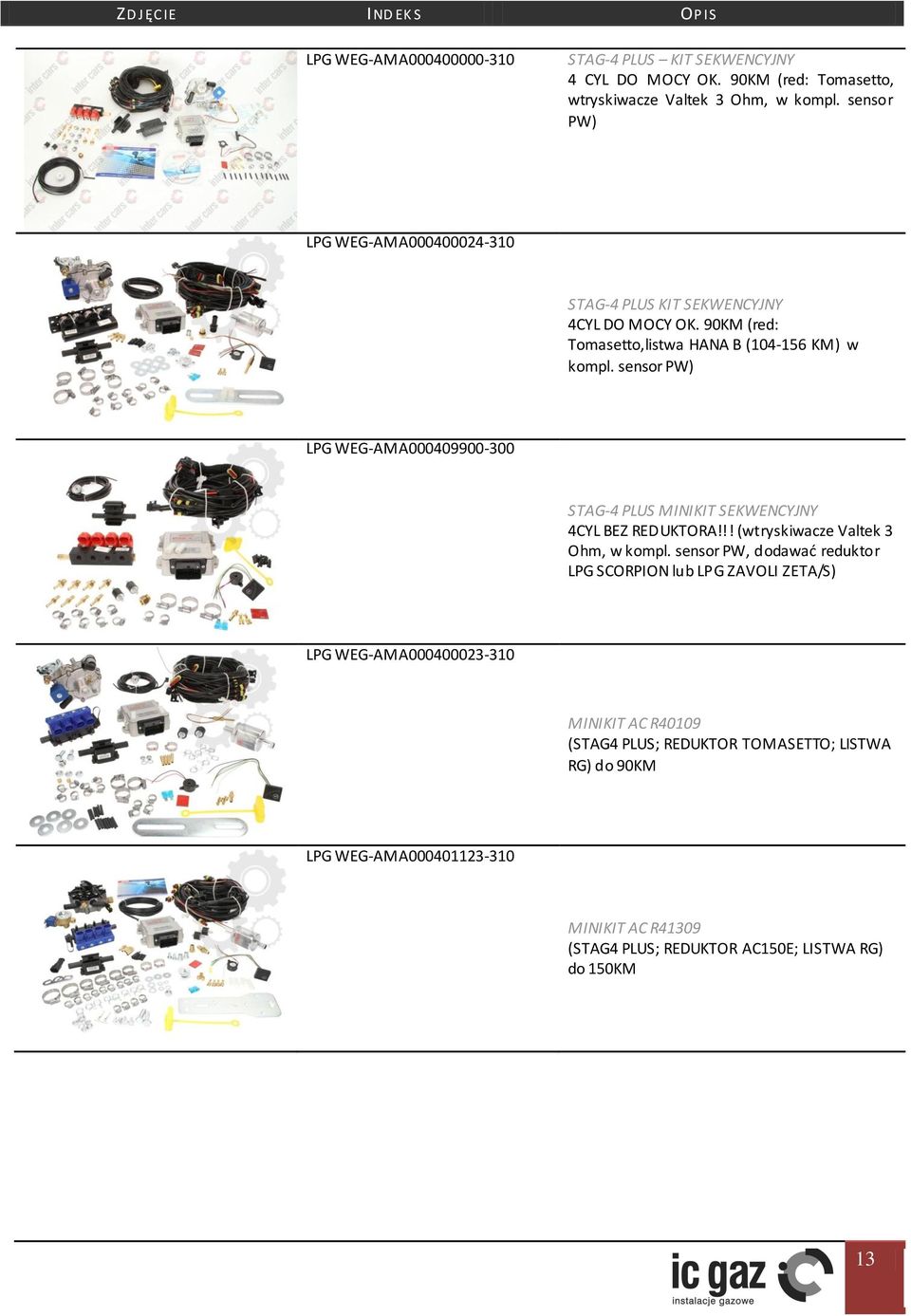 sensor PW) LPG WEG-AMA000409900-300 STAG-4 PLUS MINIKIT SEKWENCYJNY 4CYL BEZ REDUKTORA!!! (wtryskiwacze Valtek 3 Ohm, w kompl.