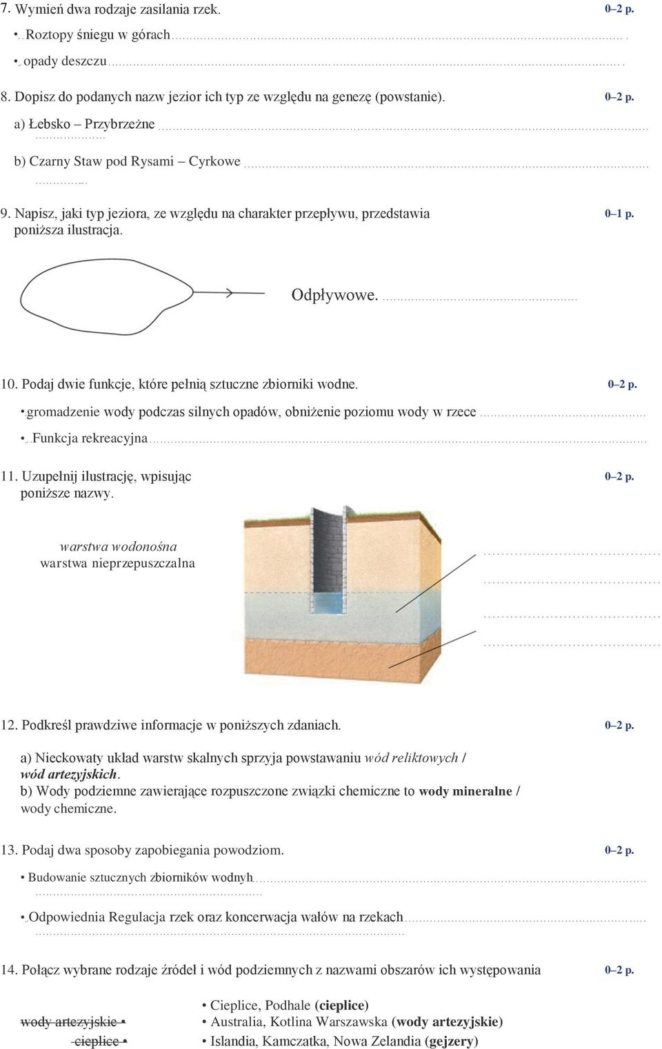 Dopisz do podanych nazw jezior ich typ ze względu na genezę (powstanie). 0 2 p. a) Łebsko Przybrzeżne.............................................................................................................................................................. b) Czarny Staw pod Rysami Cyrkowe.