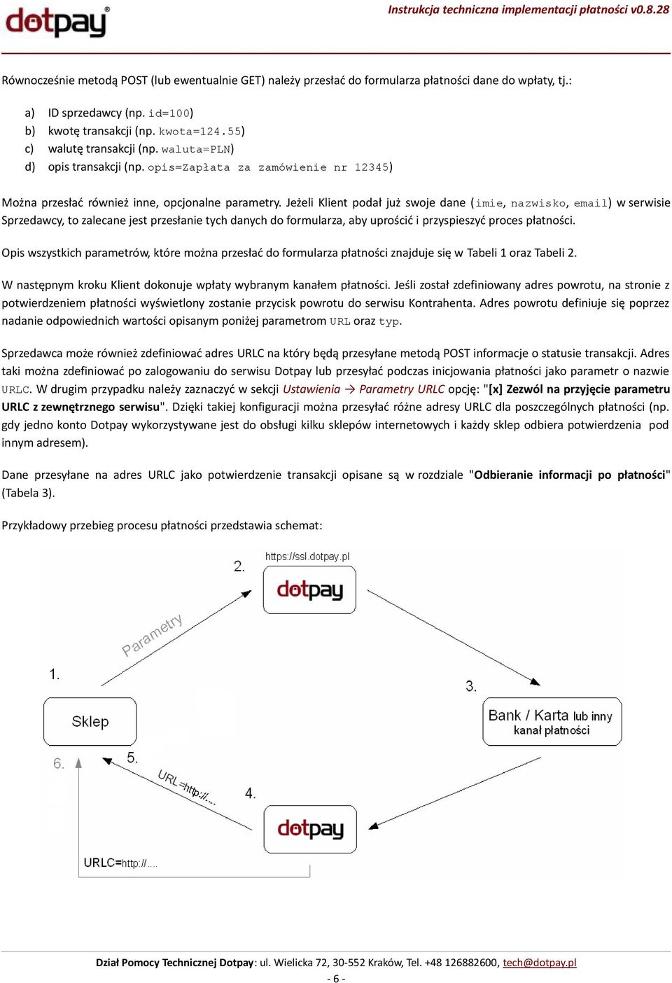 Jeżeli Klient podał już swoje dane ( imie, nazwisko, email) w serwisie Sprzedawcy, to zalecane jest przesłanie tych danych do formularza, aby uprościć i przyspieszyć proces płatności.