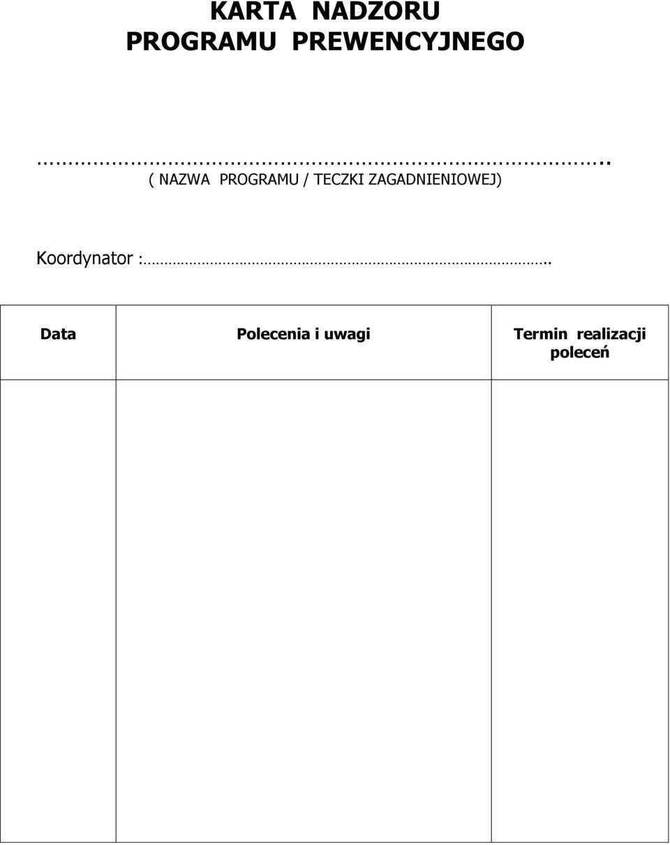 ZAGADNIENIOWEJ) Koordynator :.