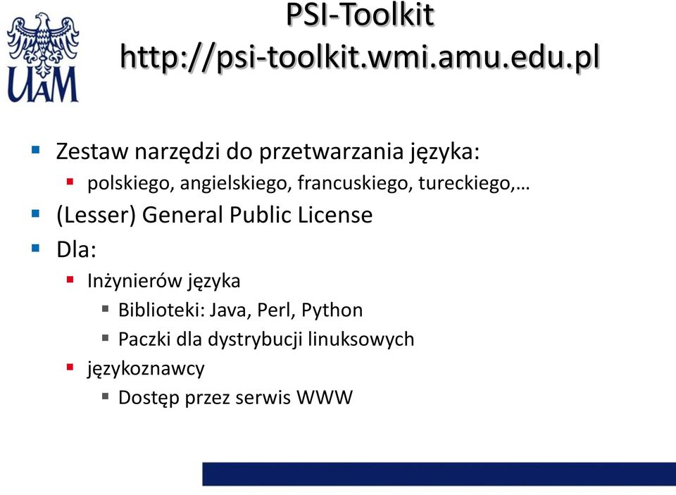 francuskiego, tureckiego, (Lesser) General Public License Dla: Inżynierów