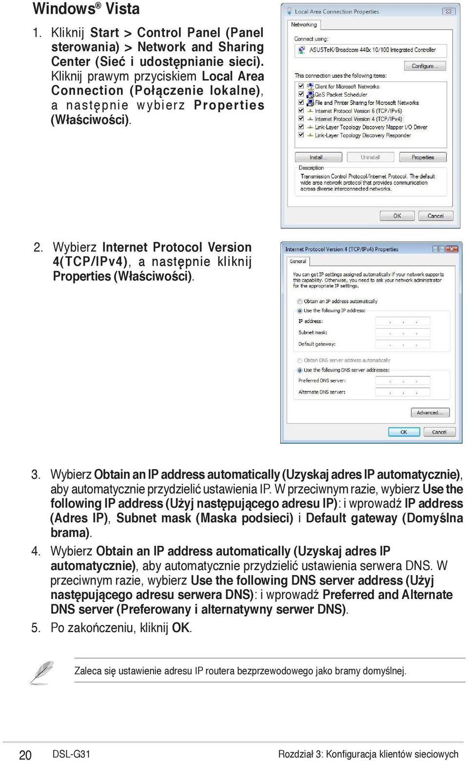 Wybierz Internet Protocol Version 4(TCP/IPv4), a następnie kliknij Properties (Właściwości). 3.