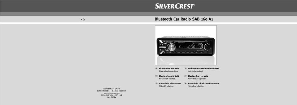 Használati utasítás Autorádio s bluetooth Návod k obsluze Radio samochodowe bluetooth