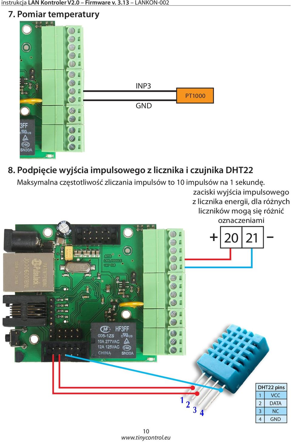 częstotliwość zliczania impulsów to 10 impulsów na 1 sekundę.