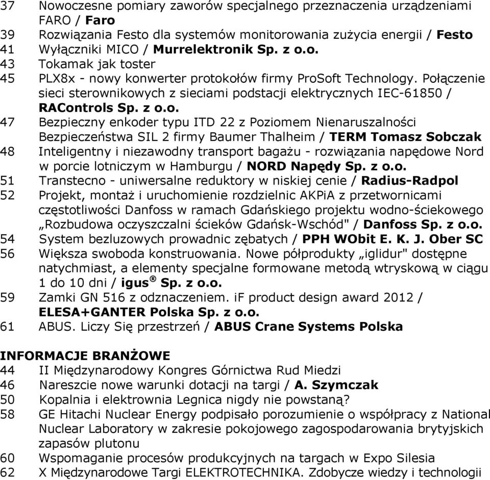 Połączenie sieci sterownikowych z sieciami podstacji elektrycznych IEC-61850 / RAControls 47 Bezpieczny enkoder typu ITD 22 z Poziomem Nienaruszalności Bezpieczeństwa SIL 2 firmy Baumer Thalheim /