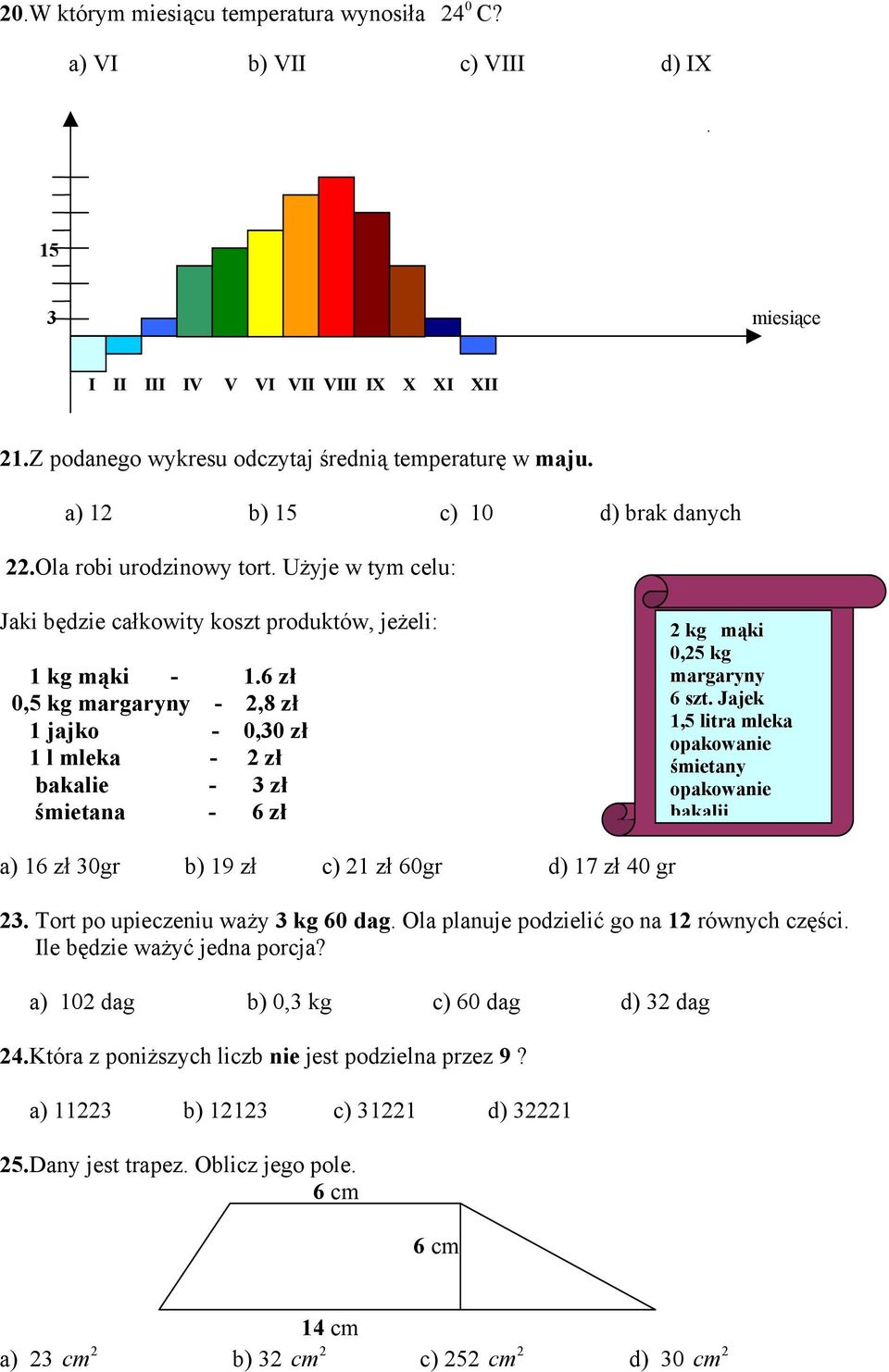 6 zł,5 kg margaryny -,8 zł 1 jajko -,3 zł 1 l mleka - zł bakalie - 3 zł śmietana - 6 zł kg mąki,5 kg margaryny 6 szt.