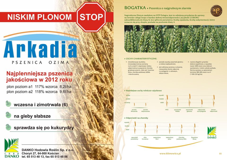 charakteryzuje się dobrą mrozoodpornością ocenianą na 6 w skali 9- stopniowej i dobrą odpornością na popularne choroby grzybowe pszenic, takie jak: fuzarioza kłosa, choroby podstawy źdźbła i