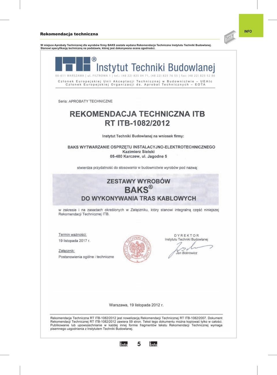 Techniczna Instytutu Techniki Budowlanej.