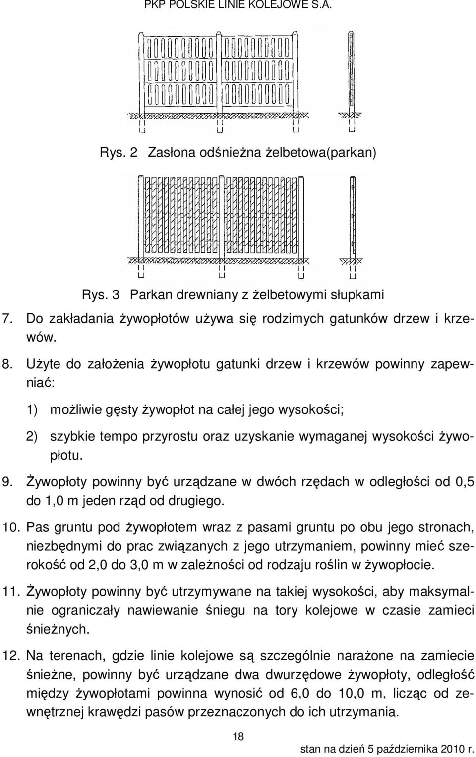 śywopłoty powinny być urządzane w dwóch rzędach w odległości od 0,