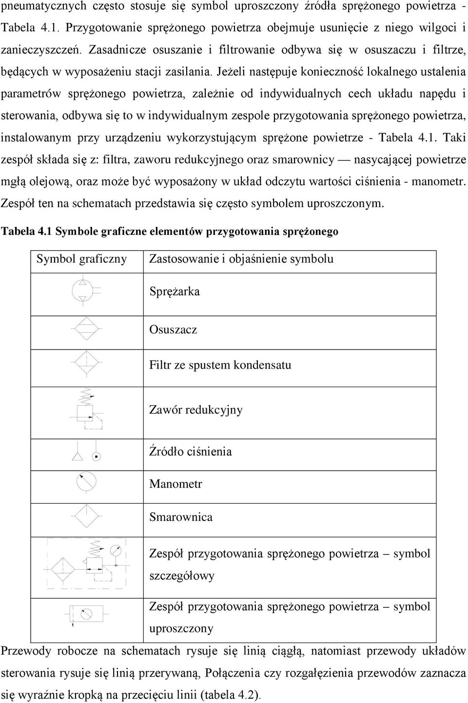 Jeżeli następuje konieczność lokalnego ustalenia parametrów sprężonego powietrza, zależnie od indywidualnych cech układu napędu i sterowania, odbywa się to w indywidualnym zespole przygotowania